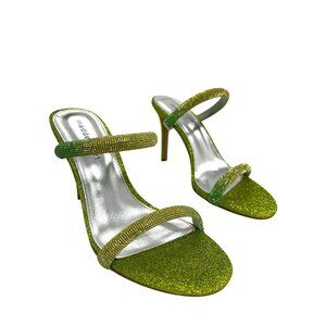 Steve Madden Girl Green Glitter Strap Stiletto Heel Sandals 7M NEW